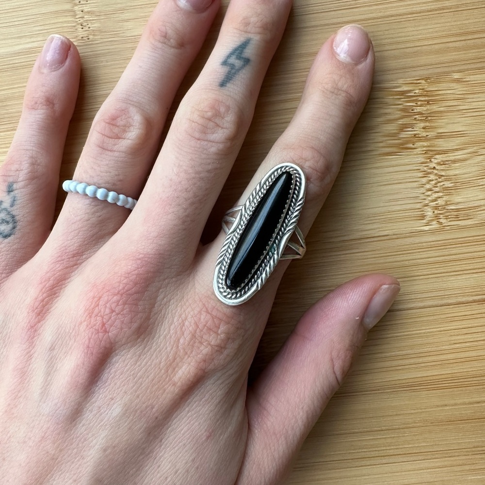 Black Stone Sterling Silver Ring
